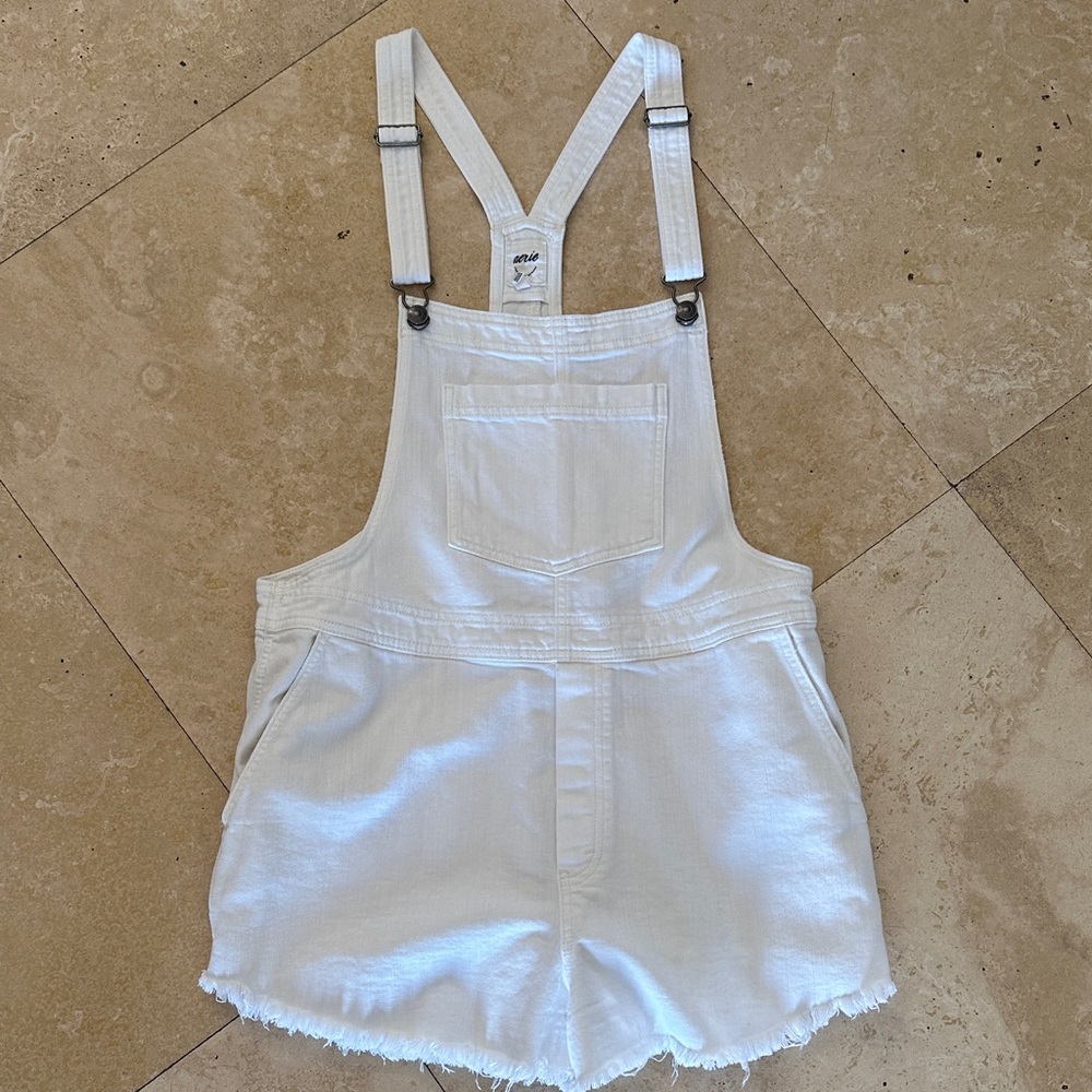 Aerie White Denim Overall Shorts